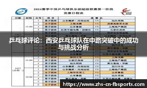 乒乓球评论:西安乒乓球队在中路突破中的成功与挑战分析